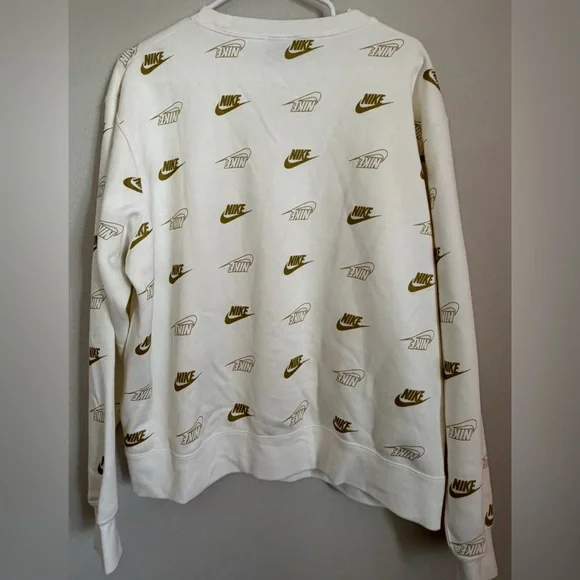 Nike White and Gold Women's Crewneck Sweatshirt - Picture 2 of 4